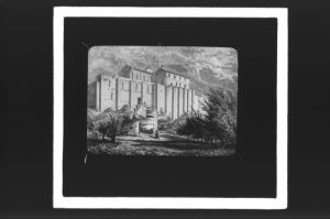 plaque de verre photographique ; Saint-Macaire, Remparts, Prieuré