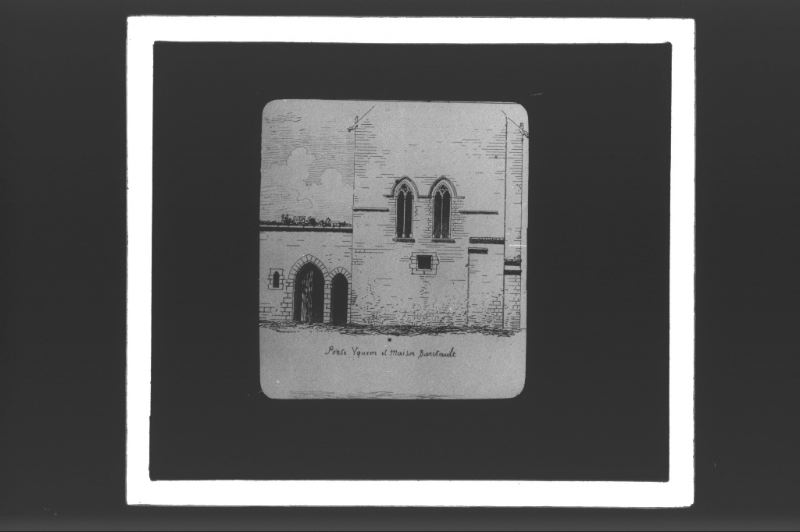 plaque de verre photographique ; Saint-Macaire, Porte Eyquem, Maison  Baritault