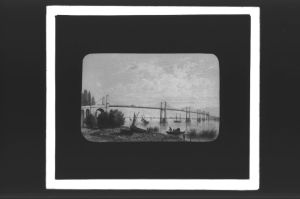 plaque de verre photographique ; Ancien pont suspendu de St André de Cubzac