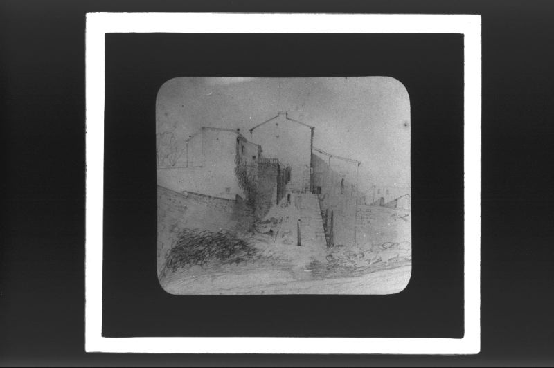 plaque de verre photographique ; Bazas, anciennes prisons d’après J. Tessier