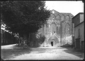 plaque de verre photographique ; Cadouin, l’église, façade