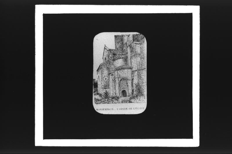plaque de verre photographique ; Monsempron, Abside de l’église