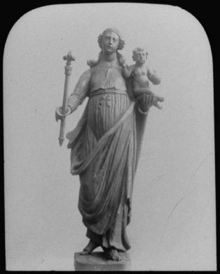 plaque de verre photographique ; Gironde, Lugasson, statue de la Vierge