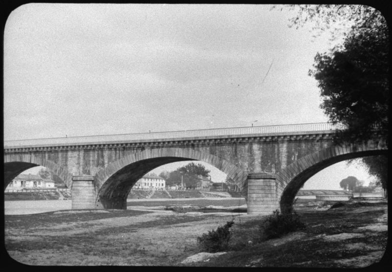 plaque de verre photographique ; Dax, Pont du chemin de fer