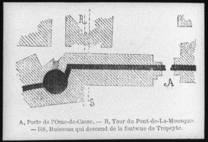 diapositive sur verre ; Porte de l'Ome-de-Casse et tour du Pont-de-la-Mousque (Léo Drouyn)