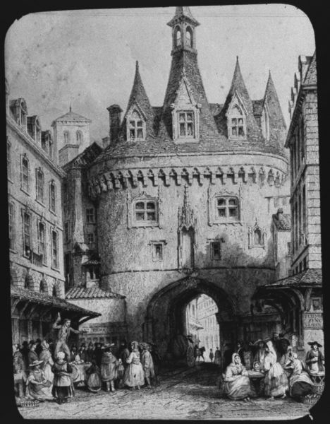 diapositive sur verre ; Porte du Palais vers 1820 (gravure anglaise de Carter d'après Allom)