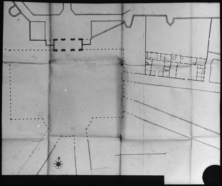 diapositive sur verre ; Plan de la porte et de la Place d'Aquitaine - 2ème projet