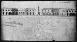 diapositive sur verre ; Plan de la Place Rodesse:projet de Gastambide (1784)".