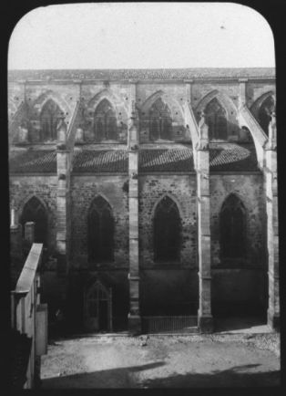 plaque de verre photographique ; Bazas, Cathédrale, façade latérale