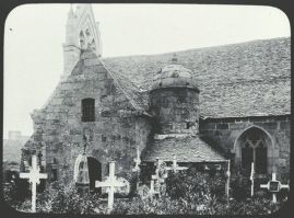 plaque de verre photographique ; Trégastel : église