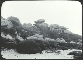 plaque de verre photographique ; Perros-Guirec : Ploumanach : rochers :le crocodile