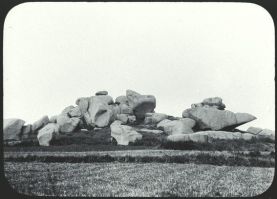 plaque de verre photographique ; Perros-Guirec : Ploumanach : rochers