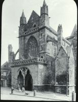 plaque de verre photographique ; Tréguier : cathédrale : entrée principale