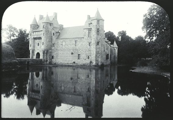 plaque de verre photographique ; Campénéac : château Trécessan XVème