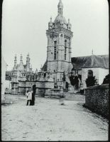plaque de verre photographique ; Saint-Thégonnec : église, calvaire