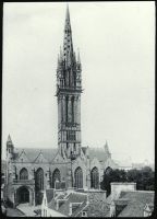 plaque de verre photographique ; Saint-Pol-de-Léon : chapelle du Kreisker : clocher