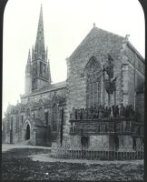plaque de verre photographique ; Plougastel-Daoulas : église, calvaire