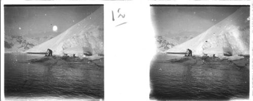 plaque de verre photographique ; Observation au théodolite - aux îles Moureau - Baie des Flandres 5 février 1904