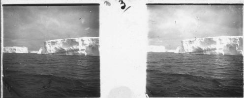 plaque de verre photographique ; Icebergs tabulaires avec grottes