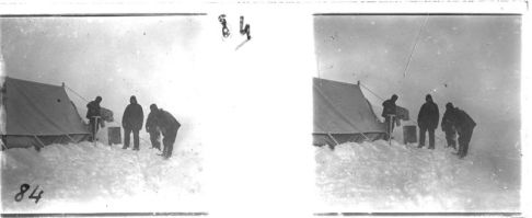 plaque de verre photographique ; Campement sur la banquise - Juin 1904