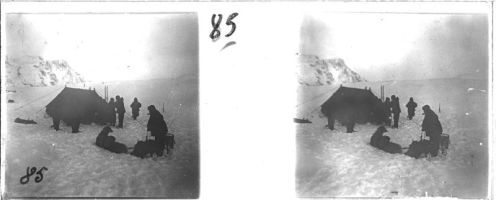 plaque de verre photographique ; Campement sur la banquise - Juin 1904