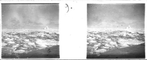 plaque de verre photographique ; Le Pack-ice au large de la terre de Graham - 22 février 1904 vue prise à l’avant du Français quelques heures avant qu’il ne soit arrêté par la banquise