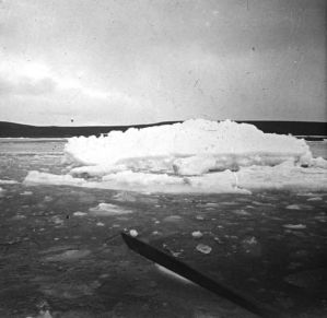 plaque de verre photographique ; Amas de glace dérivant