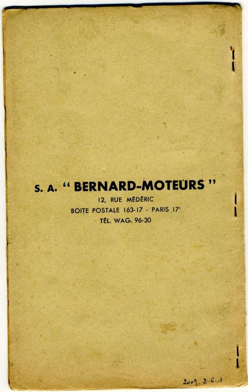 Manuel d'entretien des "Bernard-Moteurs" type W.110