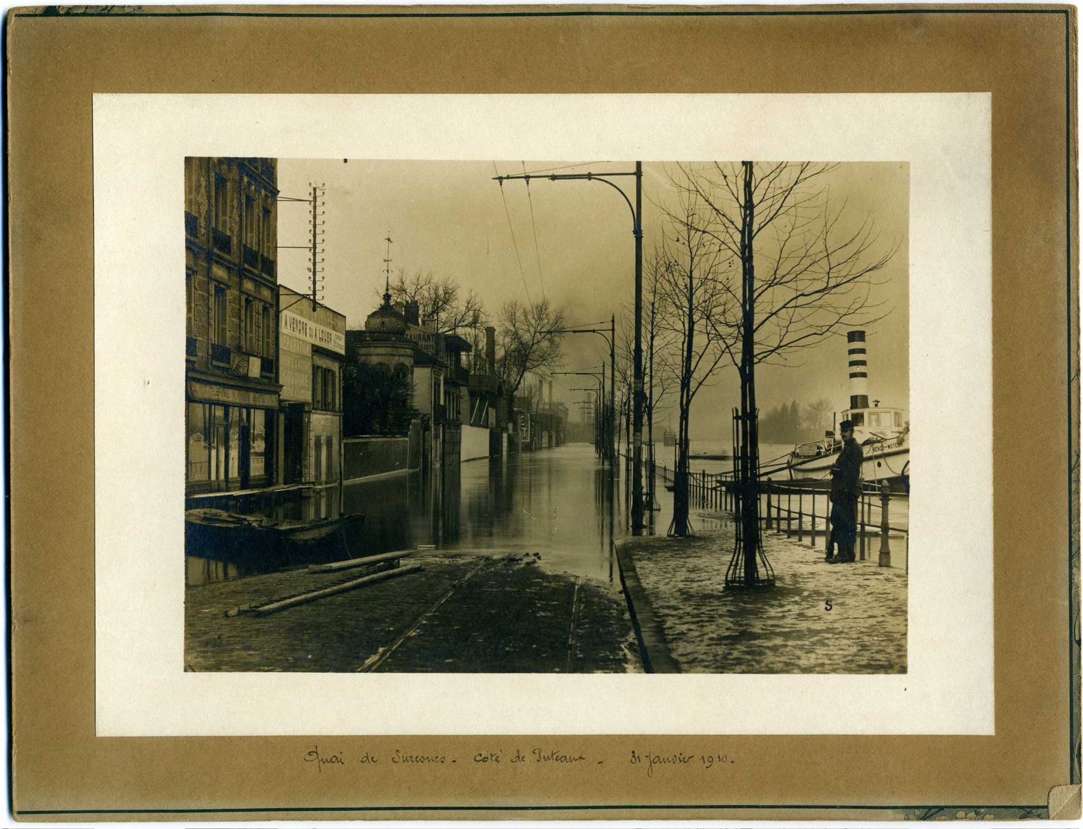 Quai de Suresnes - côté de Puteaux - 31 janvier 1910