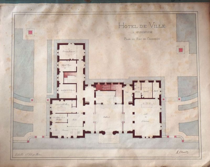 Projet d'Hôtel de Ville à Suresnes : plan du rez-chaussée ; © Aurélie LETELLIER