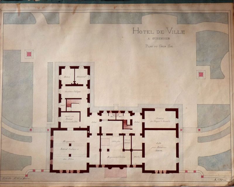 Projet d'Hôtel de Ville à Suresnes : plan du sous-sol ; © Aurélie LETELLIER