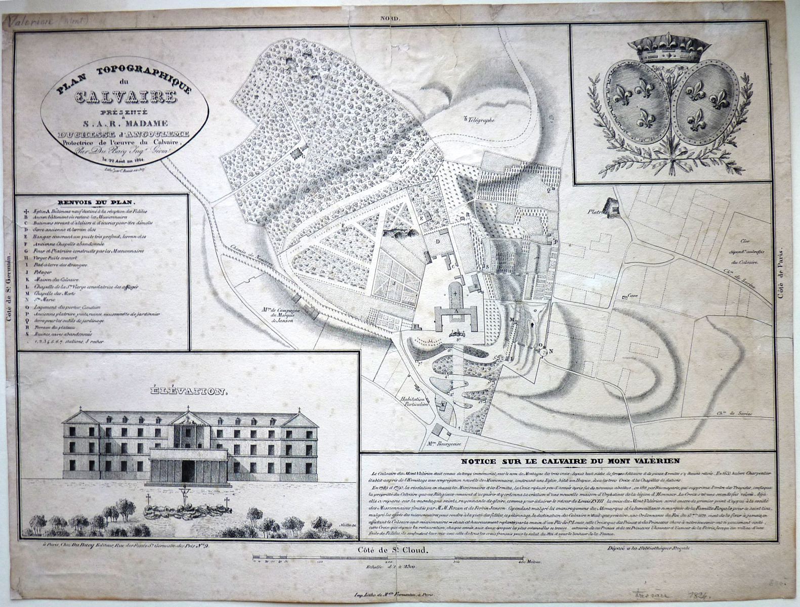 Plan topographique du calvaire présenté à S. A. R. Madame Duchesse d'Angoulème