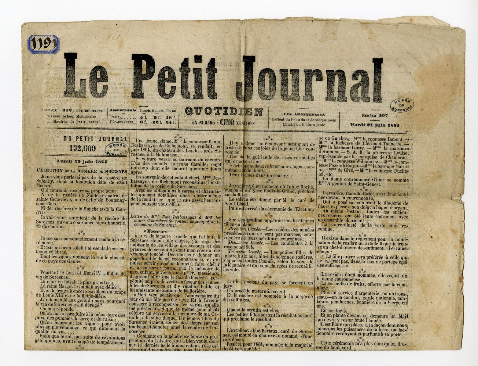Election de la rosière de Suresnes dans "Le Petit Journal"