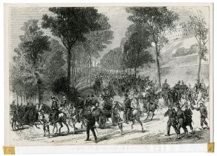 Artillerie aux chevaux sortant du Mont Valérien