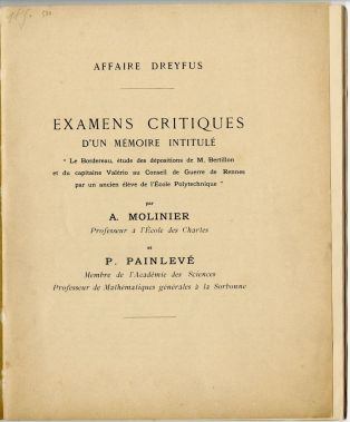 L'Affaire Dreyfus, examens critiques du Bordereau