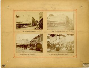 La place du marché de Suresnes en 1888 ; La place du marché de Suresnes en 1889 ; La place du marché de Suresnes en 1890 ; Une rue de Suresnes en 1891