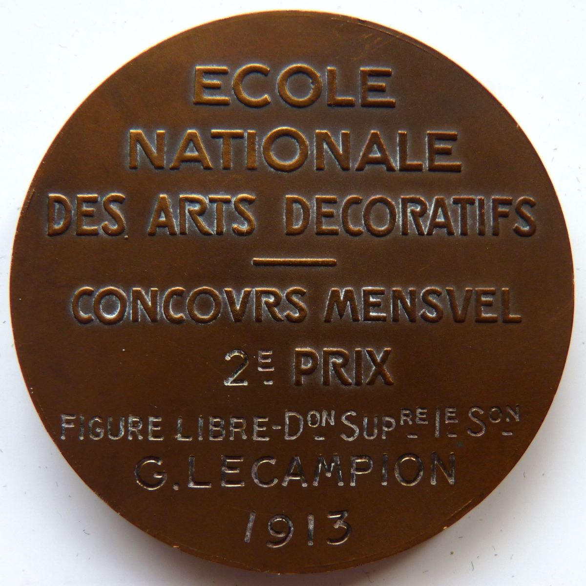 Ecole Nationale des Arts Décoratifs - Concours Mensuel 2e prix - figure libre - G. Lecampion 1913