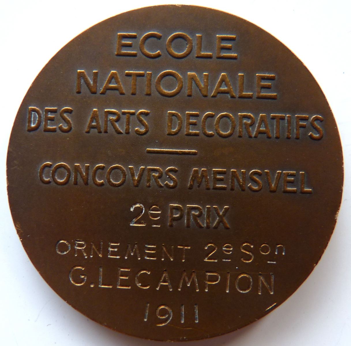 Ecole Nationale des Arts Décoratifs - Concours Mensuel 2e prix - Ornement - G. Lecampion 1911