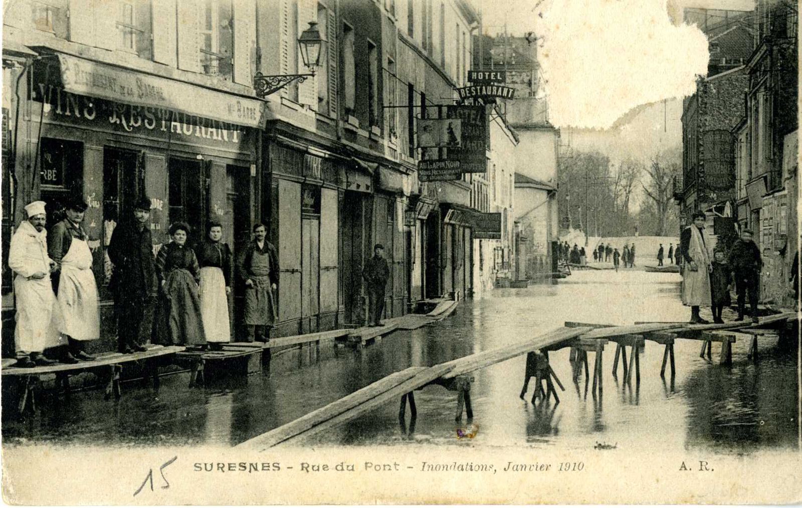 Suresnes - Rue du Pont - Inondations, Janvier 1910