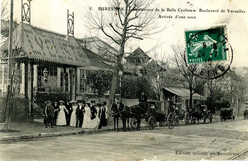 Suresnes - Restaurant de la Belle Cycliste - Boulevard de Versailles - Arrivée d’une noce