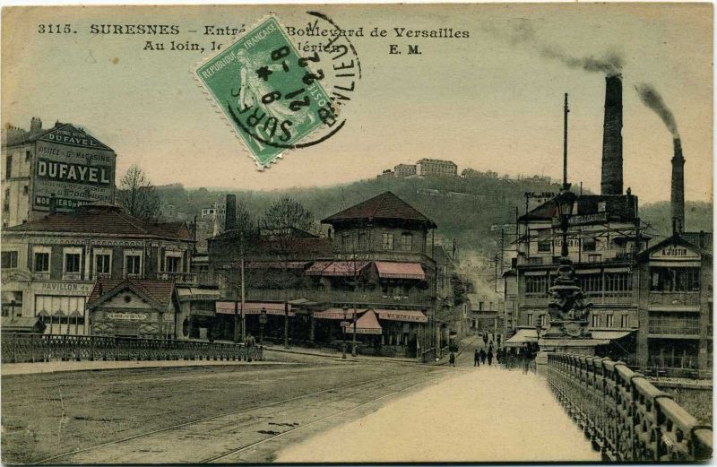 Suresnes - Entrée du Boulevard de Versailles - Au loin, le Mont-Valérien
