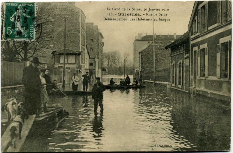 Suresnes - Bords de Seine - La Crue de Seine, 30 janvier 1910