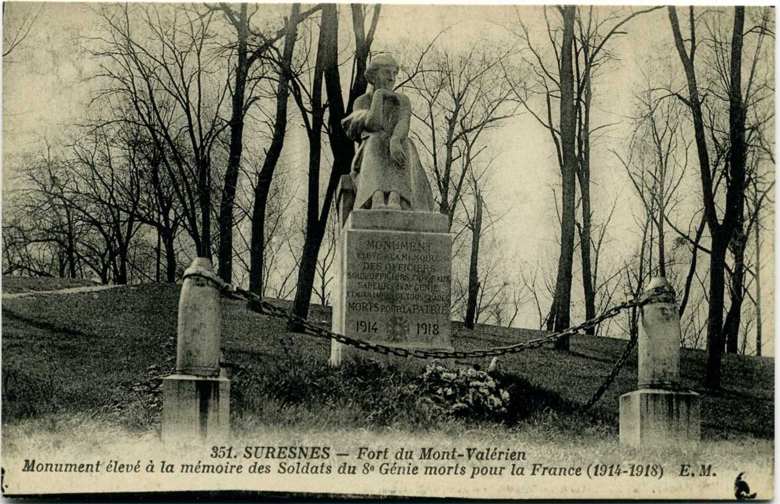 Suresnes - Fort du Mont-Valérien - Monument élevé à la mémoire des Soldats du 8e Génie morts pour la France (1914-1918)