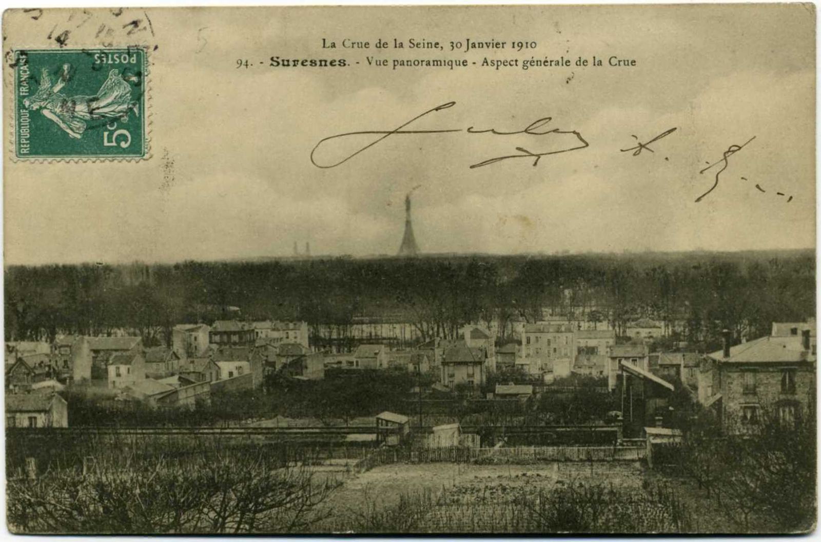Suresnes - Panorama - La Crue de la Seine, 30 janvier 1910