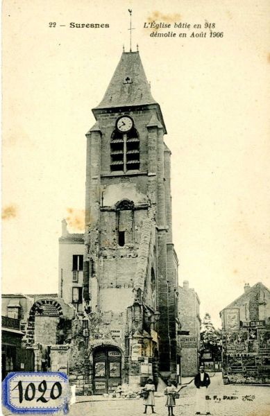 L'église bâtie en 918, démolie en août 1906