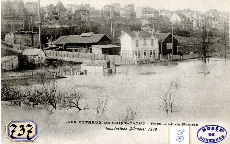 Les coteaux de Saint-Cloud. Aéro-club de France. Inondations. Janvier 1910