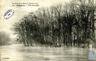 La crue de la Seine, 30 Janvier 1910. Puteaux - l'Ile Rothschild