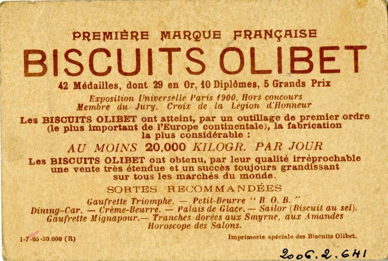 Carte réclame Olibet : Histoire anecdotique de l’alimentation (Repas Gaulois)