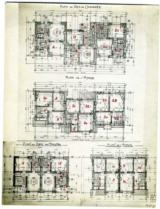 Plan du rez-de-chaussée et de l'étage, Cité-jardins.