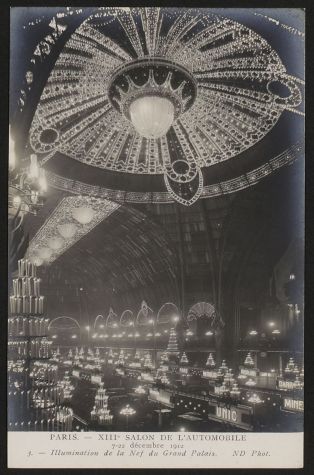 Paris - XIIIe salon de l'automobile 7 - 22 décembre 1912 - Illumination de la nef du Grand Palais